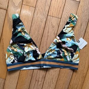 NWT - Anthropologie Black, Tan, and Pale Blue Bralette. Size XS